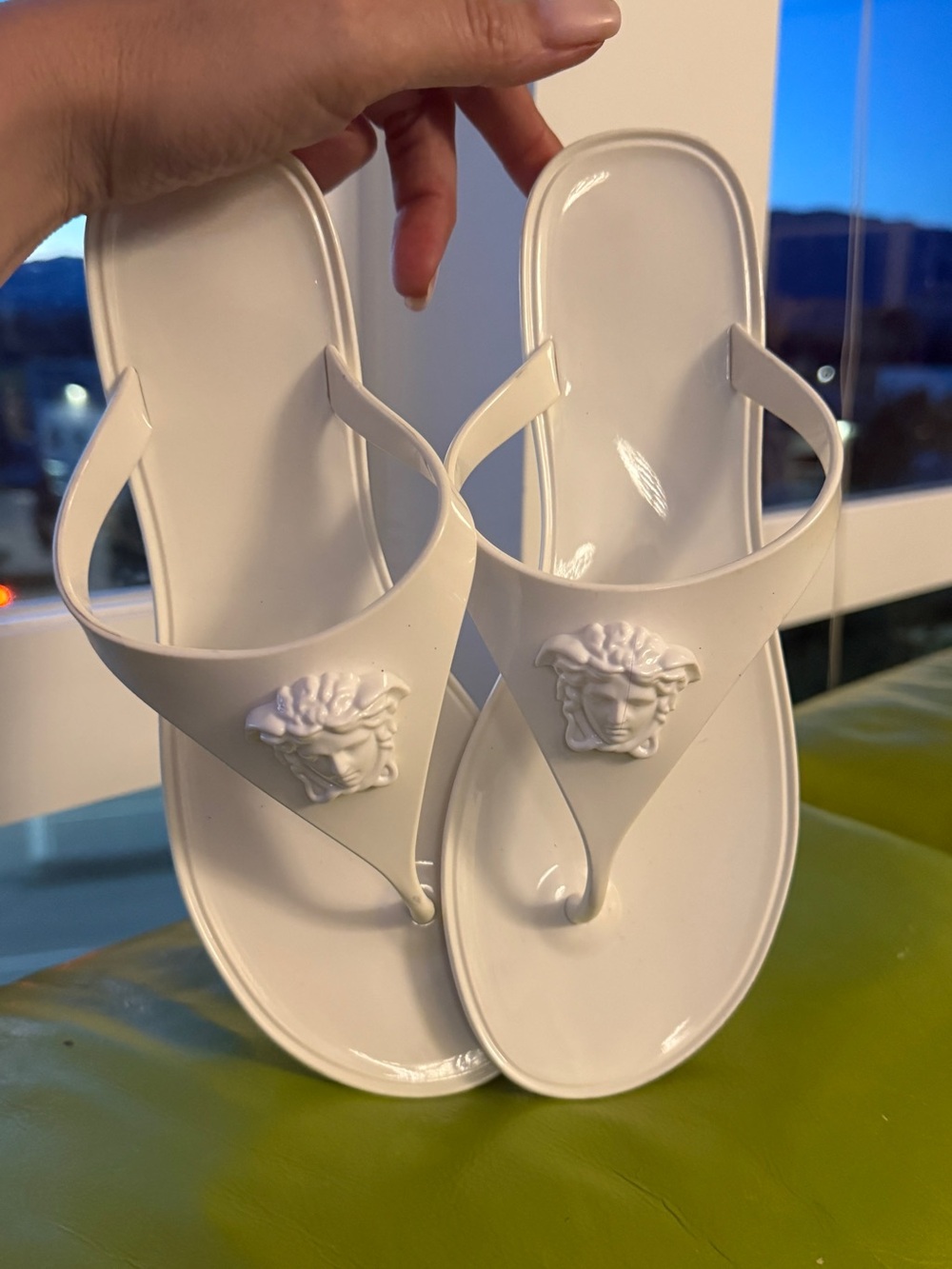 Versace White Medusa Thong Sandals